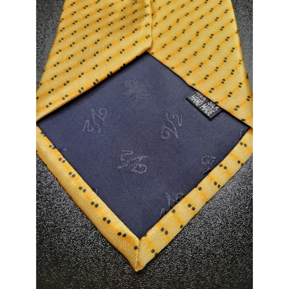 Versace Men's Necktie Yellow Dotted Stripe Silk 4